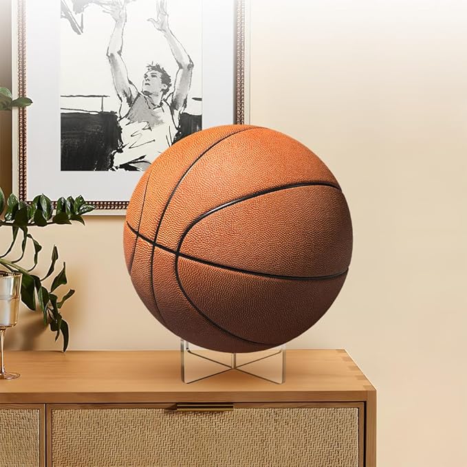 [4 Pack] Basketball Stand 3.54x1.3 Inch, Clear Acrylic Ball Stand for Display, Storage Holder for Football Volleyball Soccer Basketball Rugby