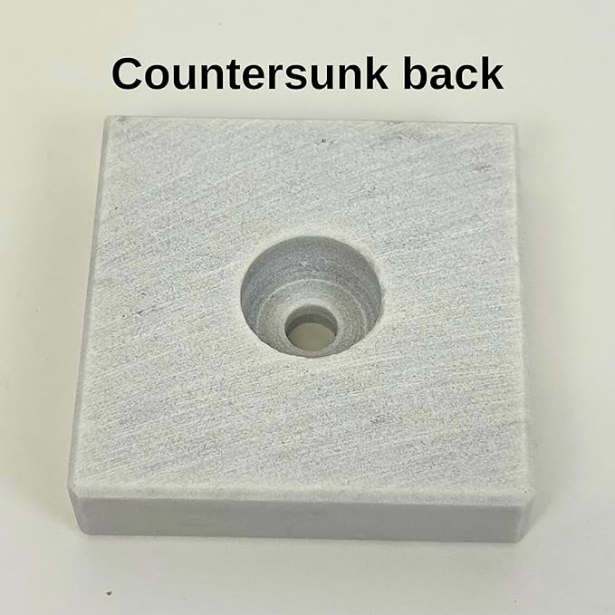 Genuine Marble Trophy Base – Polished Beveled Display Stand with Center Hole, 3/4" Thick, Multiple Sizes for Awards, Crafts & 3D Prints (White Marble, 2x2 inch)