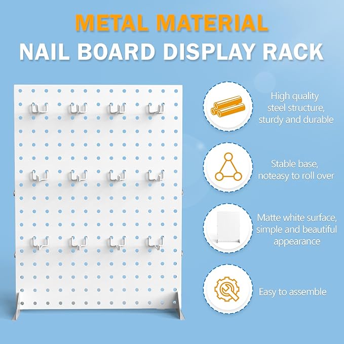 2 Pcs Metal Pegboard Display Stand with 24 Peg Hooks for Retail Crafe Shows&Fairs,White Merchandise Display Rack for Seling Accessories,Display Stands for Boutique,Stores(16*12 inch)