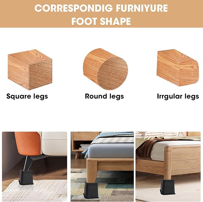 Bed Risers 2 inch, 3 inch, 4 inch, 6 inch or 8 inch Heavy Duty Furniture Risers, Up to 6000 Lbs L Shaped Design Bed Lifts Blocks for Couch Desk Sofa Table (Dark Brown 4 Pack, 5 Inch)