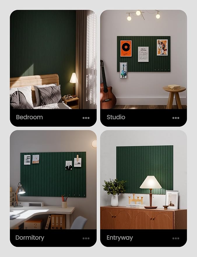 Large Felt Bulletin Board 36"x24" Cork Board Alternative - 6 Pack with 40 Safe Removable Adhesive Tabs, Cork Boards for Walls Cork Board for Home Office Classroom Pin Board- Pine Green