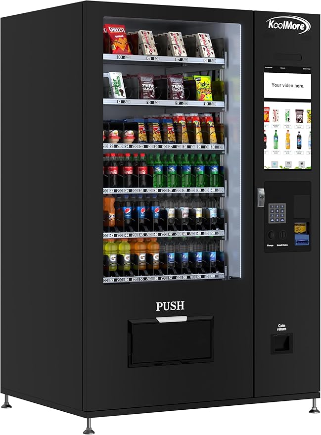 KoolMore Refrigerated Snack Vending Machine with 60 Slots and 22 Inch Touch Screen with CC Reader and Bill Acceptor in Black (KM-VMRT-50-BR)