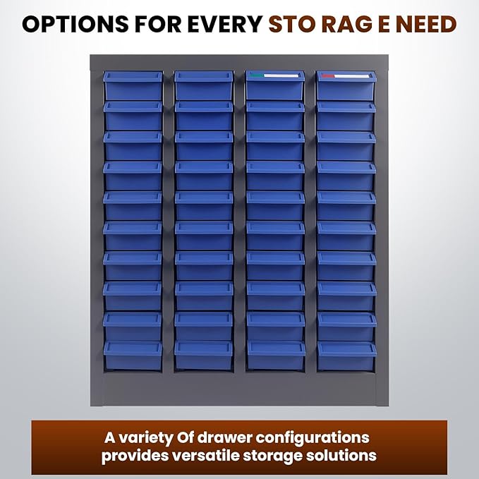 100 Drawer Nut and Bolt Organizer, 21" L X 9" W X 25" H Part Cabinet Bolt and Nut Tool Storage, SPCC Material Bolt Organizer Storage with Shelf and Label for Shop (40 Drawers)