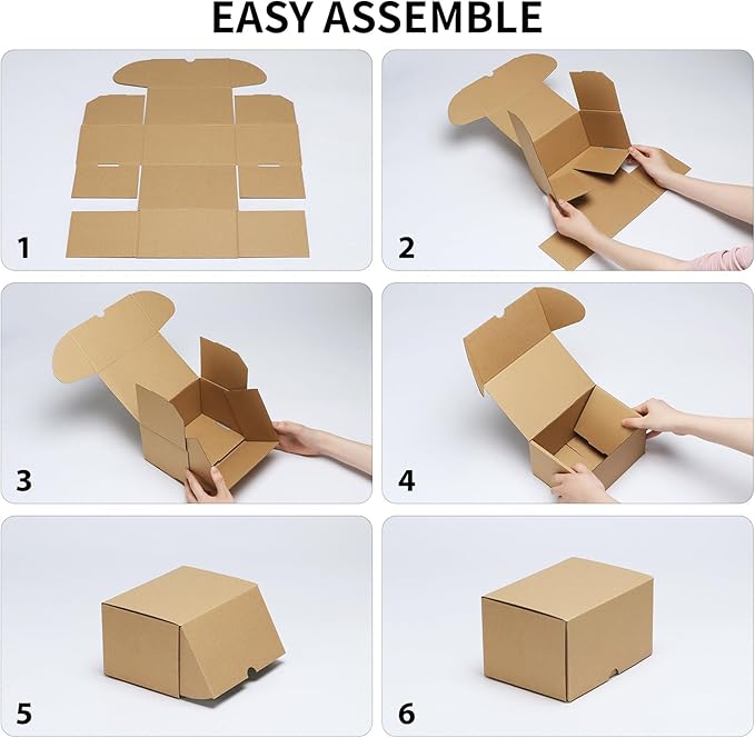 RLAVBL 7x5x4 Small Shipping Boxes Set of 50, Brown Corrugated Cardboard Box for Packing, Mailing, Business