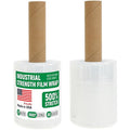 5" x 1000' Industrial Strength Mini Stretch Wrap Rolls with Extended Core Handles, Ready to Use Pack of 2 Clear Stretch Film Rolls, 80 Gauge, 500% Elongation - Shrink Wrap for Moving, Packing