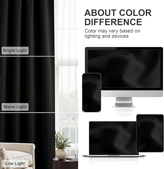 PONY DANCE Blackout Short Window Curtain Panels 40 inch Long - Thermal Insulated Rod Pocket Drapes for Bedroom Dorm Storage Cabinet Basement Farmhouse Decor, Black, W 42 x L 40 inches, 2 Panels