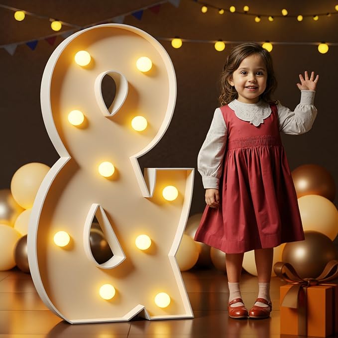 Marquee Letters 4 Feet Tall Large Light Up Letters & Wedding Mr and Mrs Sign Marry Me Engagement Party Decor Yellow Light Birthday Decorations Balloon Arch Kit Foam Sign &