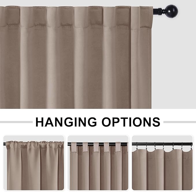 Hiasan Room Divider Curtains Patio Sliding Door Blackout Curtain Privacy Room Thermal Insulated Noise Reduction Panel with Back Tab & Rod Pocket for Bedroom Partition(80 x 84 Inches, Camel)