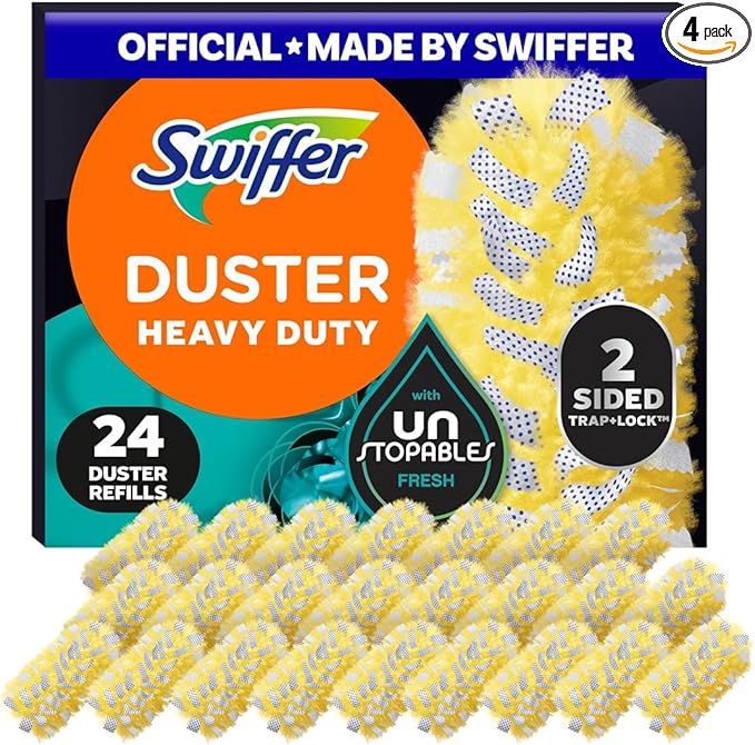 Swiffer Dusters Heavy Duty, Multi-Surface Duster Refills for Cleaning, Unstopables, 24 Count (4 Packs of 6)