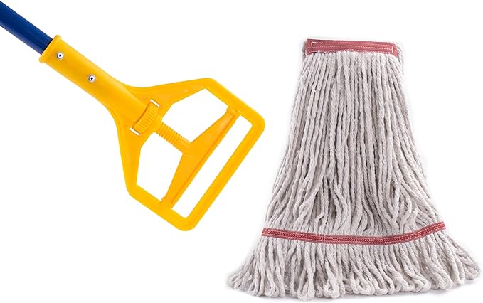 Matthew Cleaning Commercial Quick-Change Iron Mop Handle for Floor Cleaning Heavy Duty Mop Stick Replacement 60inch with Plastic Gripper Wet Mop Handles 6 Packs