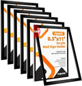 6 Pack Acrylic Sign Holder 8.5x11 Wall Mount,Clear Wall Sign Holder with Tape,Horizontal & Vertical Display,Plastic Sign Holder for Wall Door Glass Window Fridge-No Drilling
