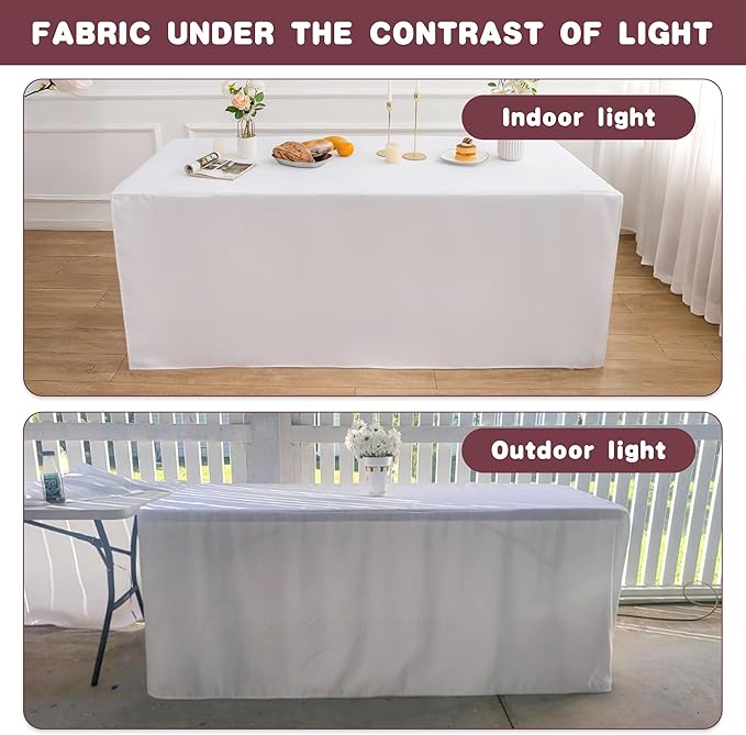 HolidayIdeas Fitted Table Clothes, 4 Pack - 48 x 24 Inch - White Rectangle Tablecloths for 4 Foot Tables, Polyester Fabric Tablecloth for Folding Table, Parties, Holiday Dinner, Wedding, Trade Show