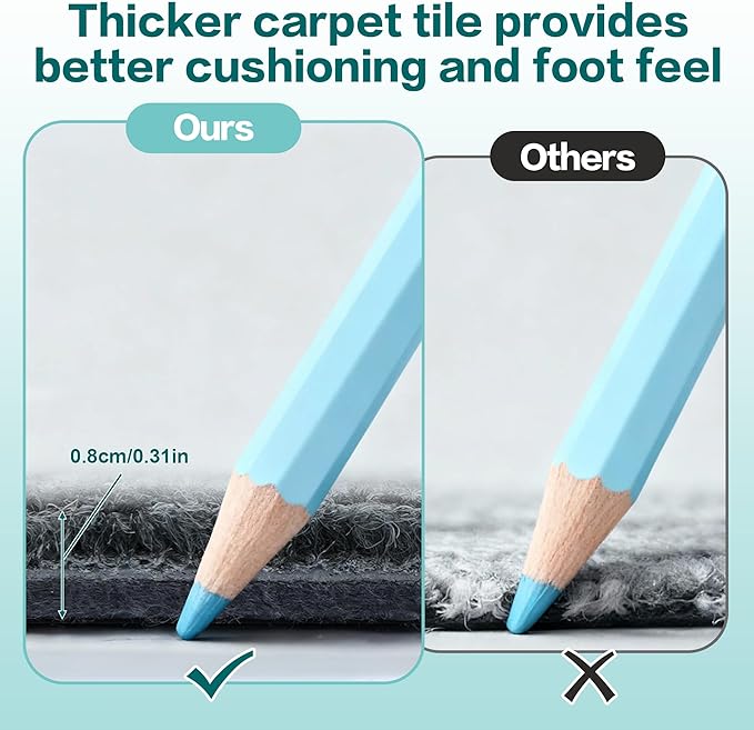 jxgzyy Commercial Carpet Tiles, 20×20 Inch, 0.31'' Padded Carpet Squares, Non-Adhesive Carpet Flooring with Textured Silicone Back, Easy DIY, Suitable for Home Theater, 16 Pcs/43.1 Sqft