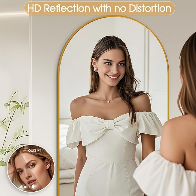 71"x28"Floor Mirror Full Length,Arched Full Length Mirror with Stand,Full Body Mirror,Hanging or Large Leaning for Bedroom Living Room Gold