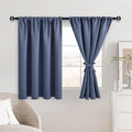 JIUZHEN Short Blackout Curtains for Small Window - Cafe Room Darkening Privacy Thermal Insulated Window Curtains Tiers for Bathroom,Kitchen, W 42 x L 36, Set of 2 Panels with Tiebacks, Dusty Blue