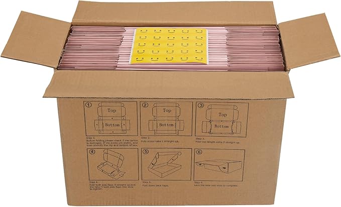 HORLIMER 8x8x4 inches Shipping Boxes Set of 25, Pink Corrugated Cardboard Gift Box for Packing, Mailing, Small Business