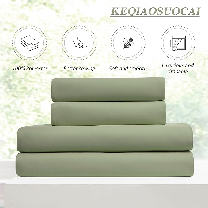KEQIAOSUOCAI 90 Inch Light Sage Green Eucalyptus Color Blakcout Curtains with Pinch Pleat,Room Darkening Energy Saving Insulated Window Treatments for Bedroom/Closet(2 Panels, 40 x 90 Inch, Sage)