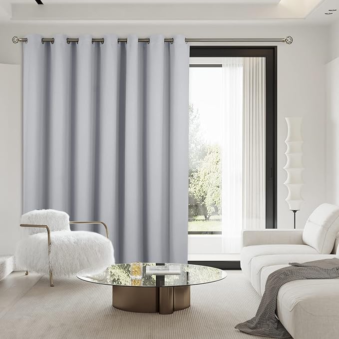 BGment Light Grey Sliding Door Curtain 120 Inch Long - Wide Room Darkening Room Divider Curtain for Bedroom Privacy Themral Insulated Grommet Room Separator Drape, 1 Panel, 100 X 120