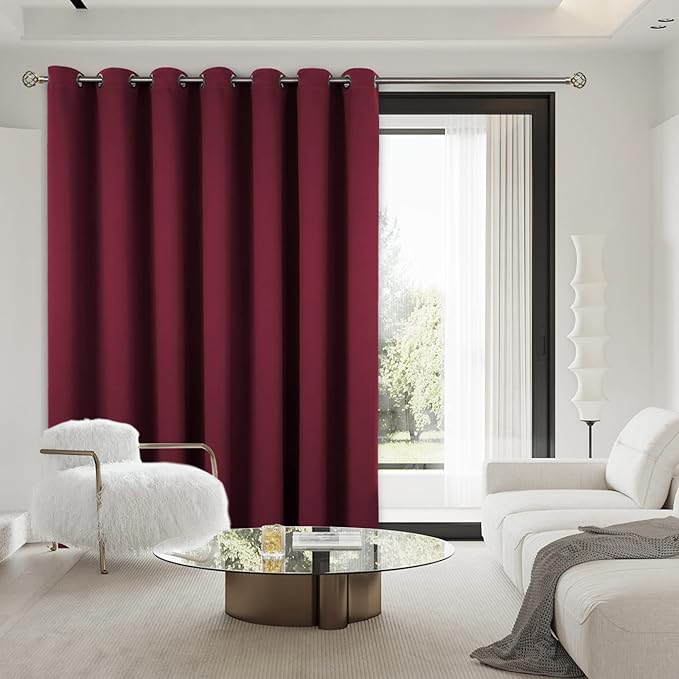 BGment Room Darkening Curtain for Sliding Glass Door, Extra Long Blackout Room Divider Curtain for Living Room 120 Inch Length, Doorways Privacy Window Curtain & Drape, Burgundy, 1 Panel, 100 Wide