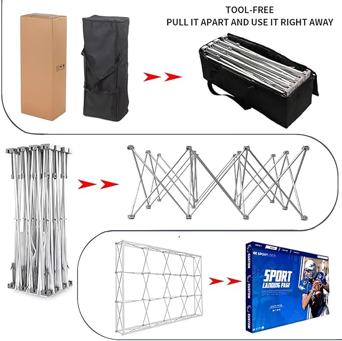 Custom Pop Up Display Trade Show Backdrop with Stand 7.5 x 15 FT Large Tension Fabric Backdrop Display Portable Tradeshow Booth Display Banner for Business,Campuses, Weddings, Corporate