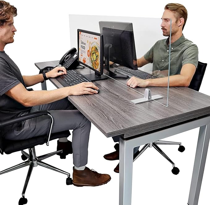 OBEX Acrylic Free Standing Screen, Divider for Desk Privacy Home & Office Partitions for Table Top Workstation, Portable Cubicle Panel for Work, 18" x 42", Clear