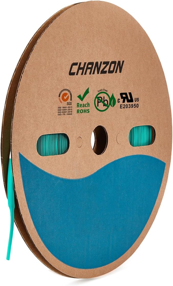 Chanzon 2:1 Ratio - 80Ft Roll - 5/32" (4mm) Heat Shrink Tubing 2:1(25M Total Length) Green Polyolefin Sleeving Wrap Shrinking 2 to 1 1pcs