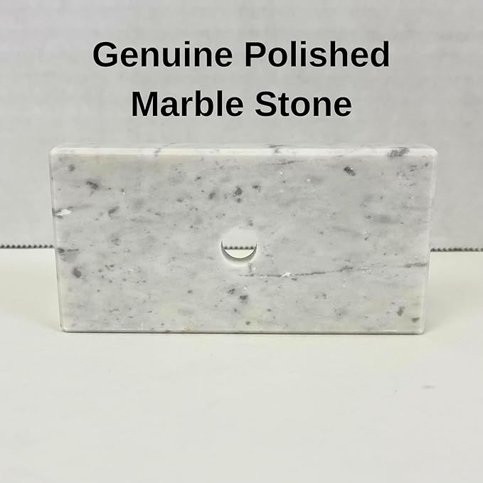 Genuine Marble Trophy Base – Polished Beveled Display Stand with Center Hole, 3/4" Thick, Multiple Sizes for Awards, Crafts & 3D Prints (White Marble, 2x4 inch)