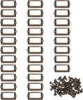PATIKIL 70x33mm Metal Label Holders, 30 PCS Label Name Card Tag Frames with Screws for Office Library File Cabinets Shelves Wood Drawers Fabric Bins, Red Bronze
