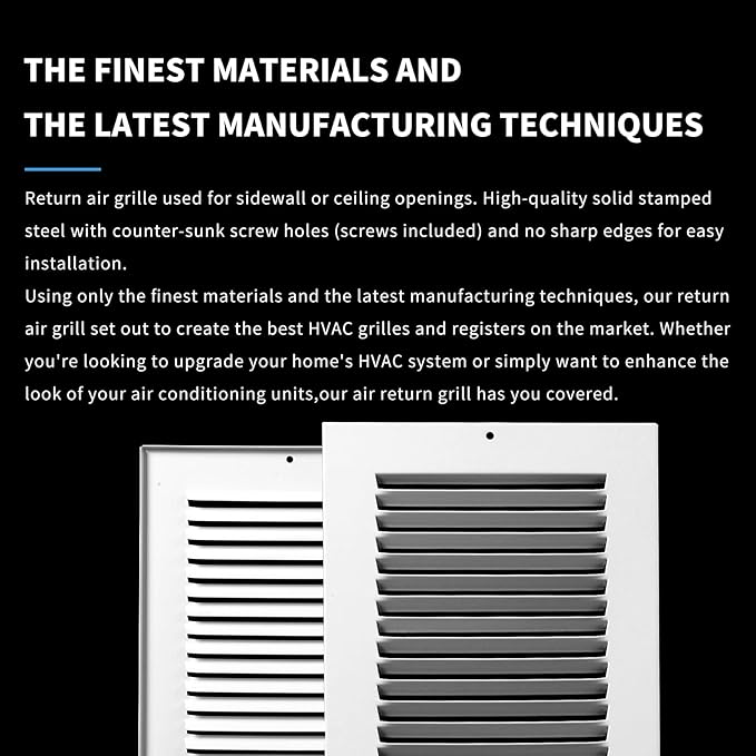 20x10 Return Air Grille(Duct Opening Size),Air Return Vent Cover,Flat Vent Cover,Rejillas De Aire Acondicionado para Casa,Return Air Grilles,Outer Dimensions:21.75"Wx11.75"H(20"Wx10"H, Duct Opening)