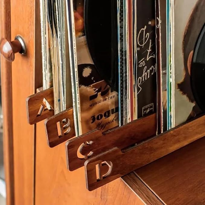 Vinyl Record Dividers, Alphabetical Vinyl Record Storage Dividers A-Z, 26 Record Rack Organization Guides, Album Box Collection Bins for Music Lovers