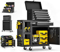 SILVEL 5-Drawers Rolling Tool Chest, Assembled Tool Box with Auto Locking System & Lockable Wheels & Sliding Drawers & Detachable Top, Tool Storage Cabinet for Garage Workshop