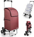 KEDSUM 2 in 1 Aluminum Alloy Stair Climbing Cart, 300LBS Grocery Cart on Wheels, Foldable Shopping Carts with Waterproof Oxford Red Bag for Groceries, Lightweight & Durable Aluminum Frame