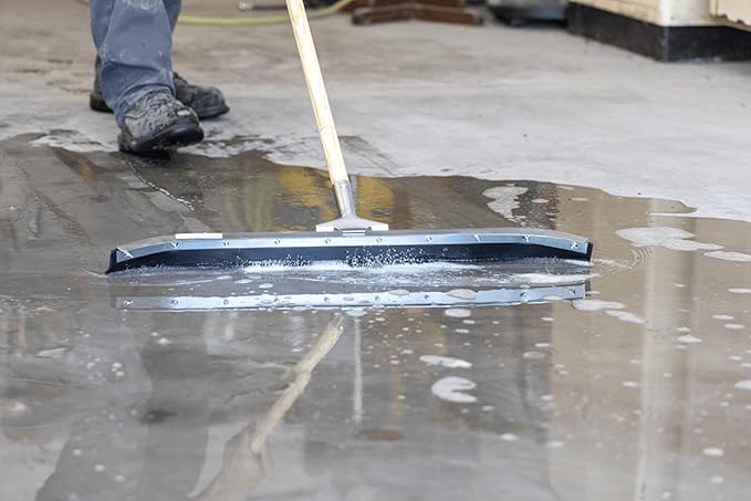 MARSHALLTOWN Asphalt Squeegee, 24 Inch Neoprene Curved Blade, 60 Inch Wood Handle, Spread Sealer Over Asphalt, Reversible, RED700247