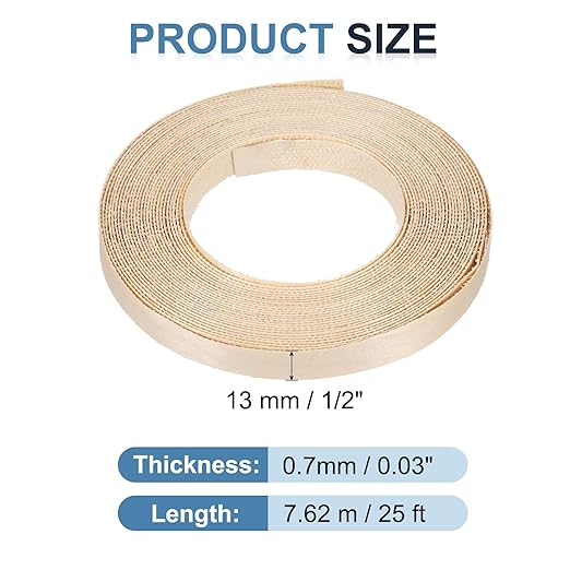 PATIKIL Birch Edge Banding, 1/2 Inch x 25 ft Wood Veneer Tape Pre-glued Flexible Plywood Edge Banding with Hot Melt Adhesive for Furniture Restoration