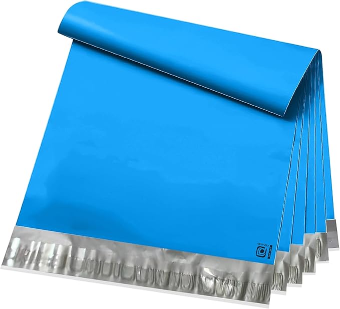 POLYSELLS 50 pcs 24x24 Inches Blue Poly Mailers Shipping Envelopes, Strong Adhesive Sealing, Waterproof, and Tear-resistant Postal Mailing Bags for Clothing, Books, and Accessories