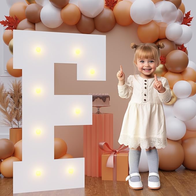 Bugame 3FT Marquee Letters, Large Light Up Letters for Birthday Wedding Backdrop Warm Light Marquee Letters 3 Feet Tall for Baby Shower Party Proposal Decoration Decor, Letter F
