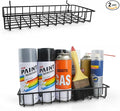 G.CORE Large Peg Board Baskets - 2 Pack Metal Shallow Tray Shelves for 1/4 Pegboards - Spray Bottle Holders Can Organizers for Garage Workbench Shop Hobby Craft Tool Organization (Black)