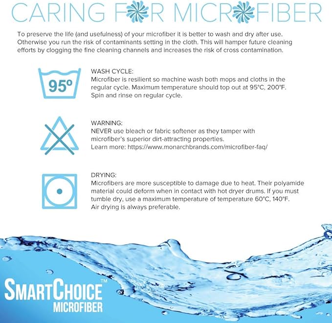 Arkwright Microfiber Tube Mop Head Replacement - (Bulk Case of 12) Heavy Duty, Lint Free, Super Absorbent & Bleach-Safe, Janitorial Essential for Commercial & Industrial Floor Cleaning, 18 oz, Blue
