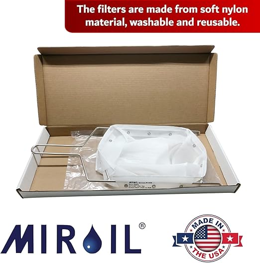 MirOil Filter Bag & Frame Combination Set for Silver Pots – Heavy-Duty Filter Compatible with MirOil 60L & 60LC Oil Pails, for Commercial Kitchen Shortening Filtration for Kitchen