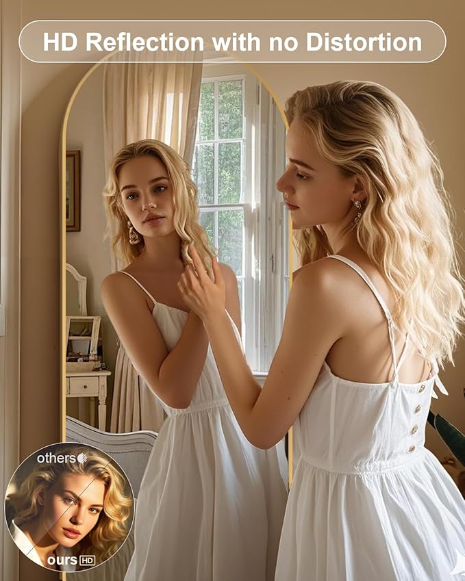 58"x19"Floor Mirror Full Length,Arched Full Length Mirror with Stand,Full Body Mirror,Hanging or Large Leaning for Bedroom Living Room Gold