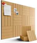 Large Felt Bulletin Board 48" x 36" Cork Board Alternative-12 Pack with 70 Safe Removable Adhesive Tabs, Cork Boards for Walls for Home Office Classroom Pin Board-Mustard Yellow