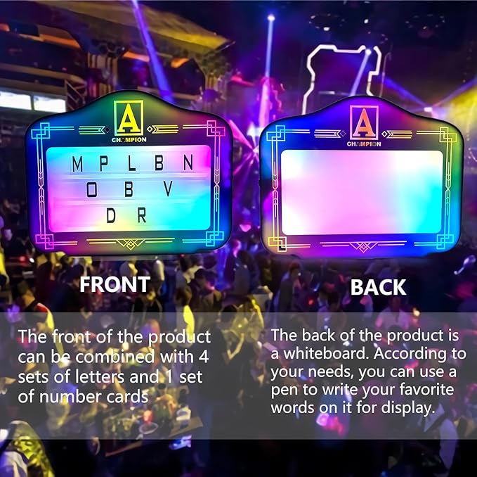 LED Handheld Bottle Service Display Sign,LED Letter Bottle Presenter,Bottle Service Lights Sign with 4 Set Letters & 1 Set Number,Nightclub LED Bottle Presenter for Home Decor, Birthday Parties,(A)