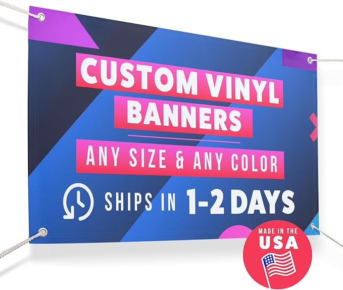 Personalized Vinyl Banner – Vinyl Printed Customizable Banner for Indoor and Outdoor Use (4'x4')