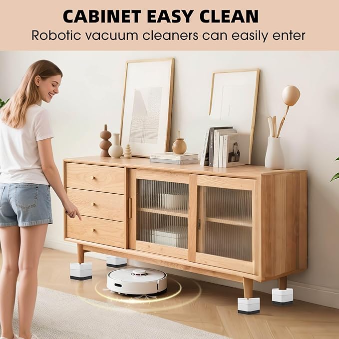 Furniture Risers Bed Risers - Rectangular Adjustable Block Riser for Raising 1.5-3 In. & 4.3 In. Beds, Tables, Sofas, Refrigerators, Washers - Up to 4,000 Pounds (White, Three Layers 4.3inches)