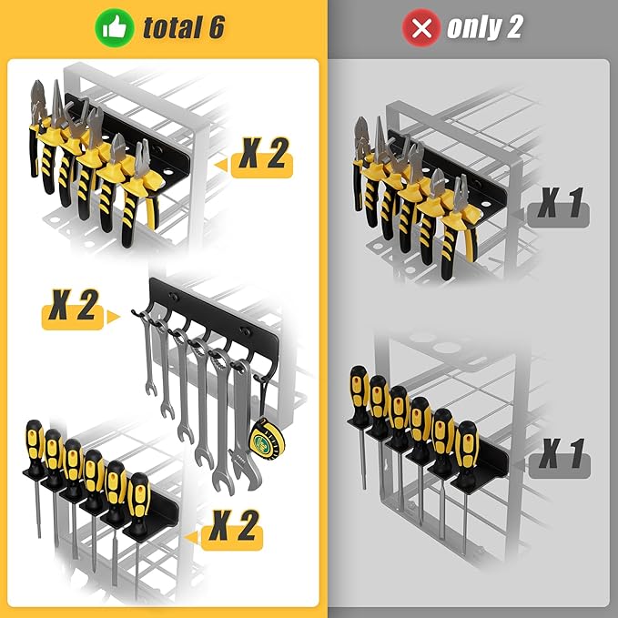 Power Tool Organizer Wall Mount, 4-Tier Tool Storage Rack with 8 Drill Holders, 200LBS Load Heavy Duty Cordless Tool Shelf for Garage Organization, Gift for Men