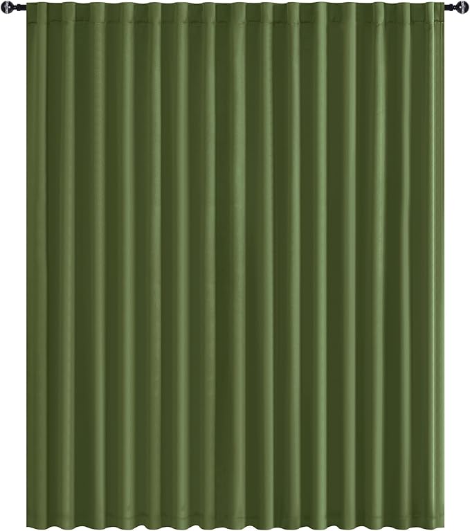 Hiasan Christmas Privacy Room Divider Blackout Patio Sliding Door Curtain Extra Wide Thermal Insulated Curtains with Back Tab & Rod Pocket for Bedroom Partition(120 x 96 Inches, Olive Green)