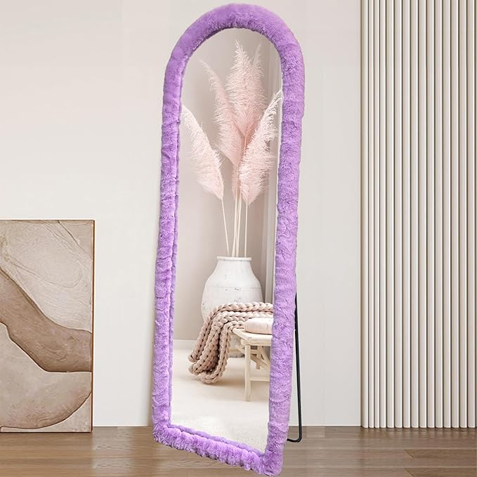 Fluffy Mirror Cover - 64"x21" Full Length Stretch Universal Ultra Soft Non-Slip Cover Warm Home Decor for Bedroom Cloakroom, Gift for Girls