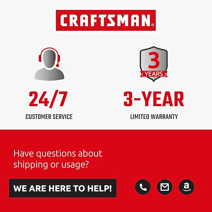 CRAFTSMAN 75 Ft Retractable Extension Cord Reel with 4 Outlets, On/Off Switch, Light Indicator & Heavy-Duty 14AWG SJTW Cable, CSA Certified Outdoor Cord Reel