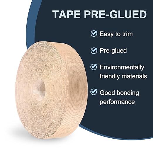 PATIKIL Red Oak Edge Banding, 3 Inch x 250 ft Wood Veneer Tape Pre-glued Flexible Plywood Edge Banding with Hot Melt Adhesive for Furniture Restoration