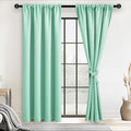 JIUZHEN Blackout Curtains for Bedroom– Thermal Insulated,Noise Reducing Room Darkening Privacy Drapes for Living Room, Set of 2 Panels with Tiebacks, 42 x 72 inch Long, Mint Green